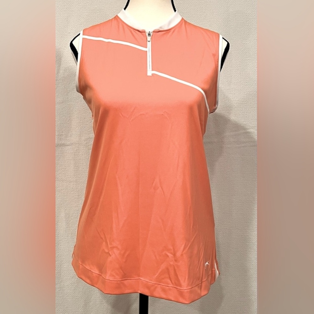 Slazenger Women’s Sleeveless  1/4‎ Zip Peach with White Golf Shirt Size M